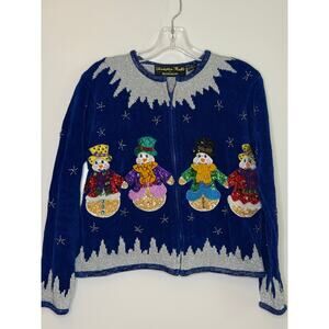 Christopher Radko for Bellepointe Sparkly Christmas Cardigan Sweater Small